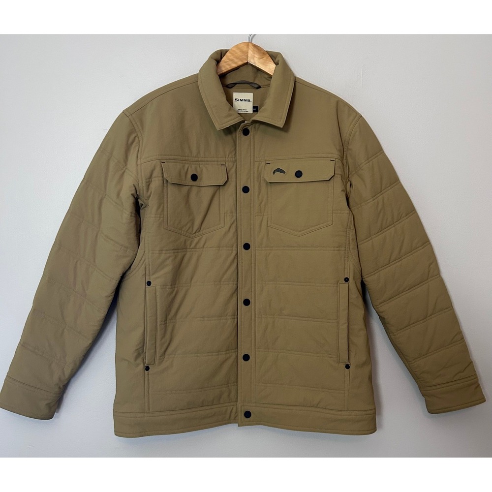 Simms Cardwell Jacket Mens Medium Camel PrimaLoft Insulated Sherpa Lined Fishing